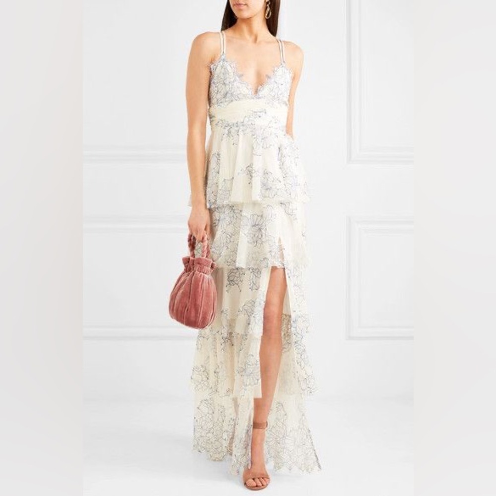 Alice McCall love is love Cream and Blue Lace Maxi Dress